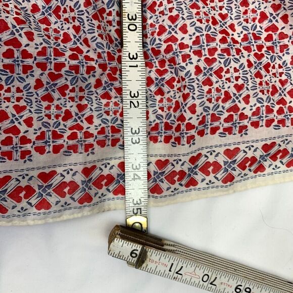 Vtg Max Studio Floral Heart Print Midi Skirt M Red Tiered Ruffle Cottage Prairie - Picture 6 of 11